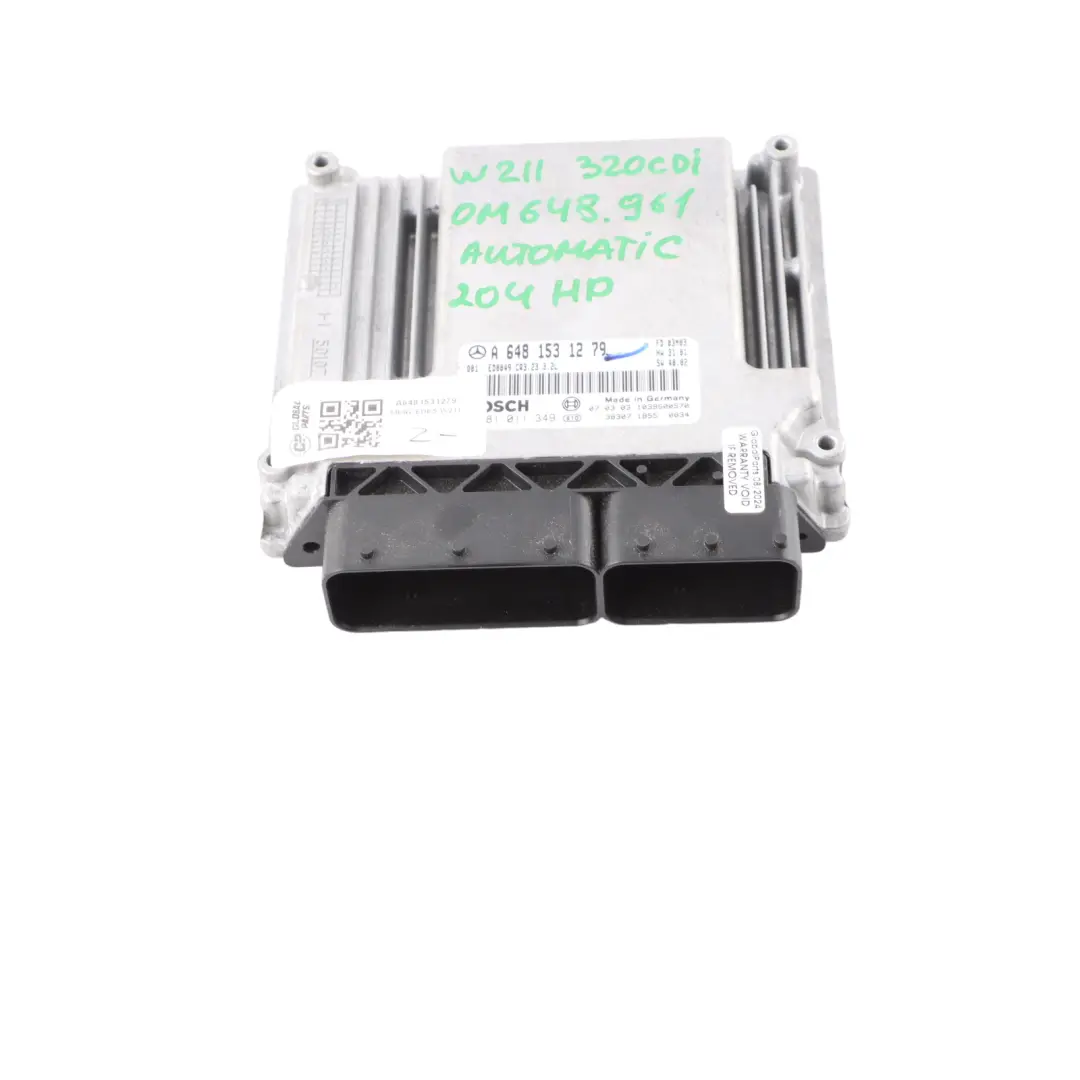 648.961 204HP Engine Control Unit ECU to Mercedes W211 S320 CDI with Part number A6481531279 Mercedes W211 S320 CDI 648.961 204HP Engine Control Unit ECU - SKU A6481531279 - Part number A6481531279