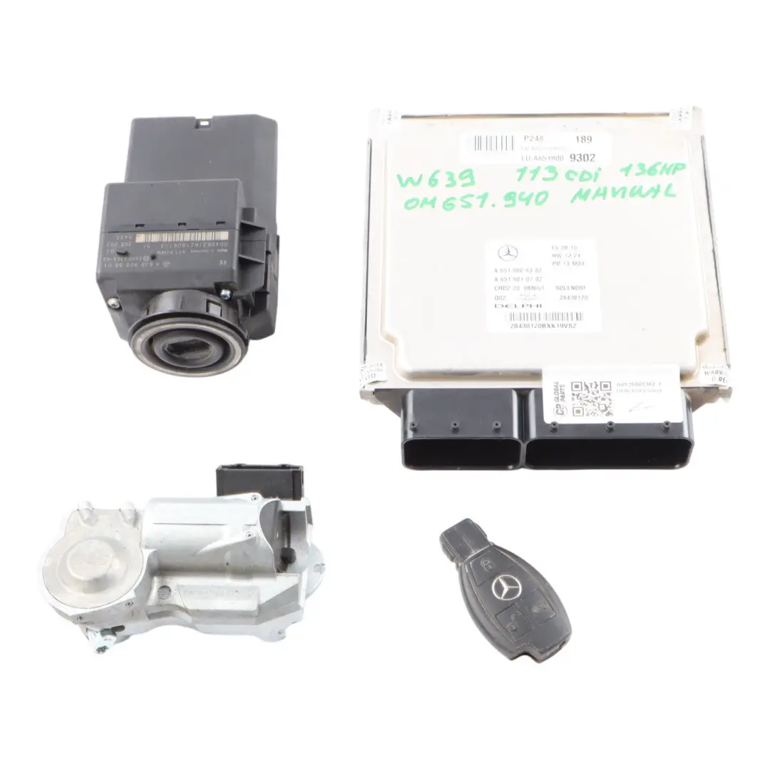 OM651.940 136HP Engine Unit Module ECU Kit Key Lock to Mercedes W639 with Part number A6519009302 Mercedes W639 OM651.940 136HP Engine Unit Module ECU Kit Key Lock - SKU A6519009302-1 - Part number A6519009302