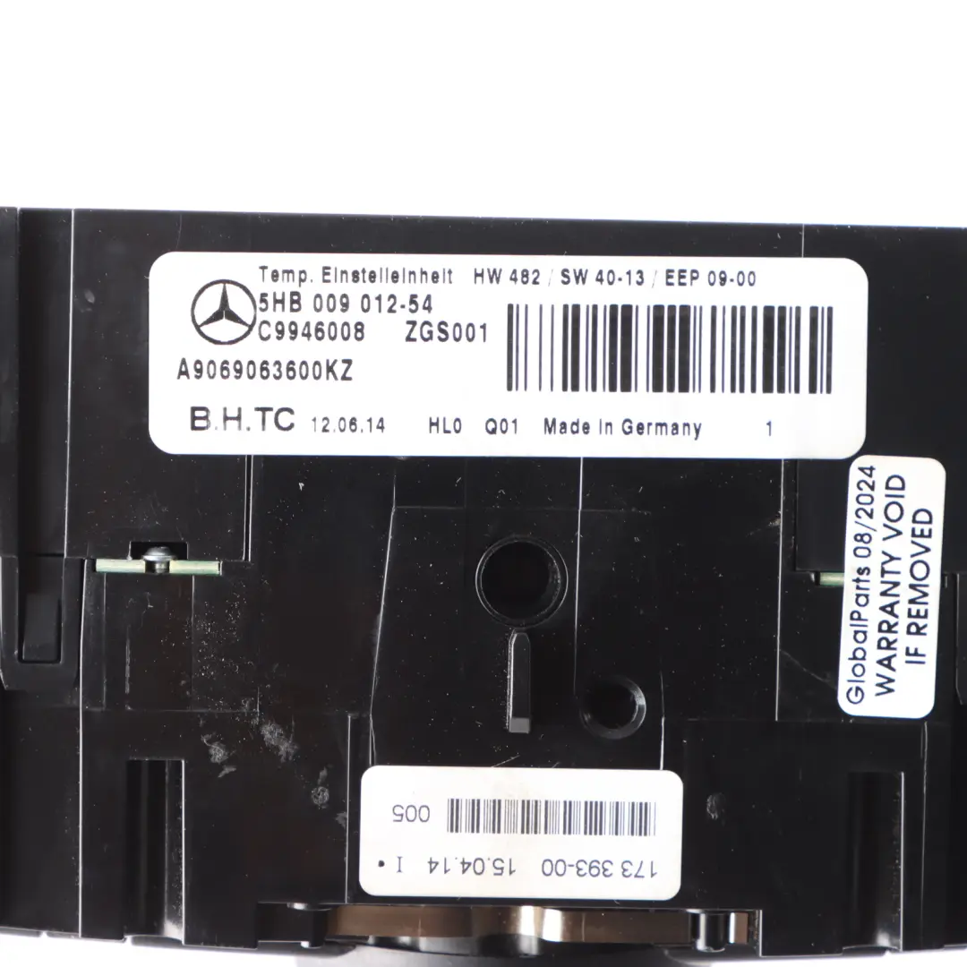 Heater Climate Control A/C Unit Switch Panel to Mercedes Sprinter W906 with Part number A9069063600 Mercedes Sprinter W906 Heater Climate Control A/C Unit Switch Panel - SKU A9069063600 - Part number A9069063600