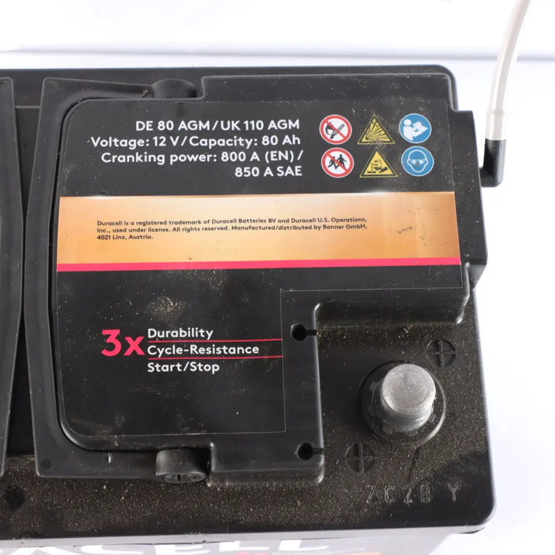  DURACELL Extreme AGM Car Battery 12V 80Ah 800A - SKU Duracell 80Ah Accumulator - Part number Duracell 80Ah Accumulator