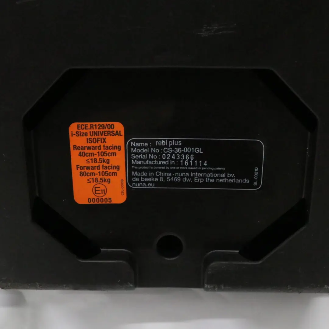  Genuine Isofix Car Seat Group 0/0+/1 0-18 kg Rotating Seat - SKU Nuna Rebl Plus - Part number Nuna Rebl Plus