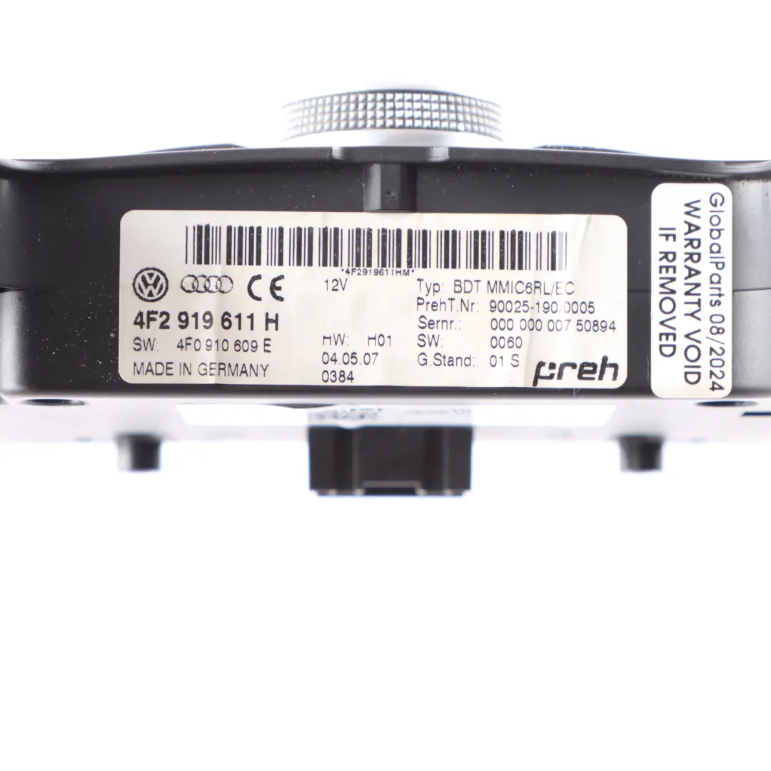 Audi A6 C6 Head Unit Media Player Controller Knob Switch Panel - SKU rhd-4F2919611H-1 - Part number 4F2919611H
