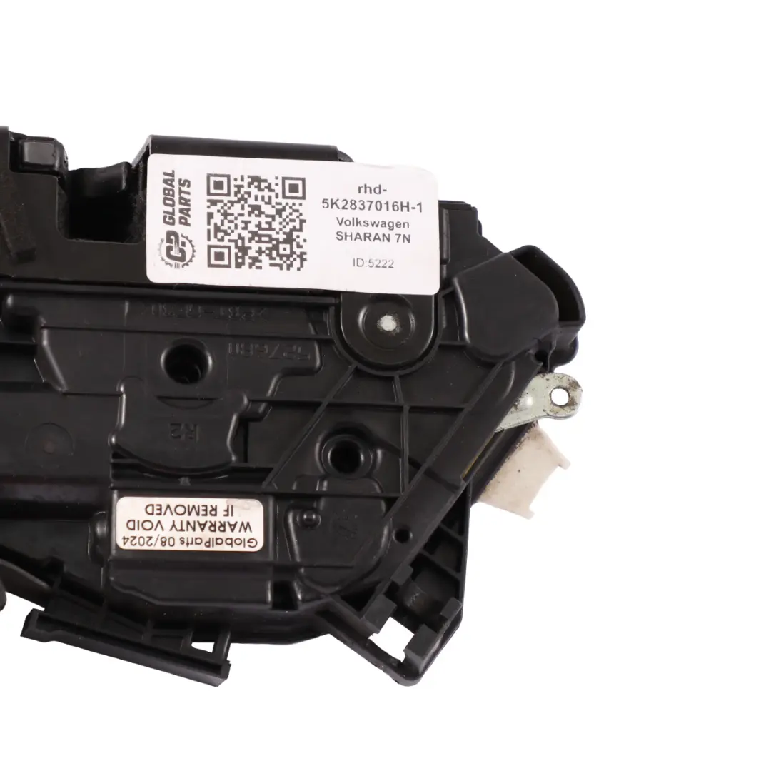 VW Volkswagen Sharan Door Lock Front Right O/S Latch Catch Mechanism 5K2837016H - SKU rhd-5K2837016H-1 - Part number 5K2837016H-1