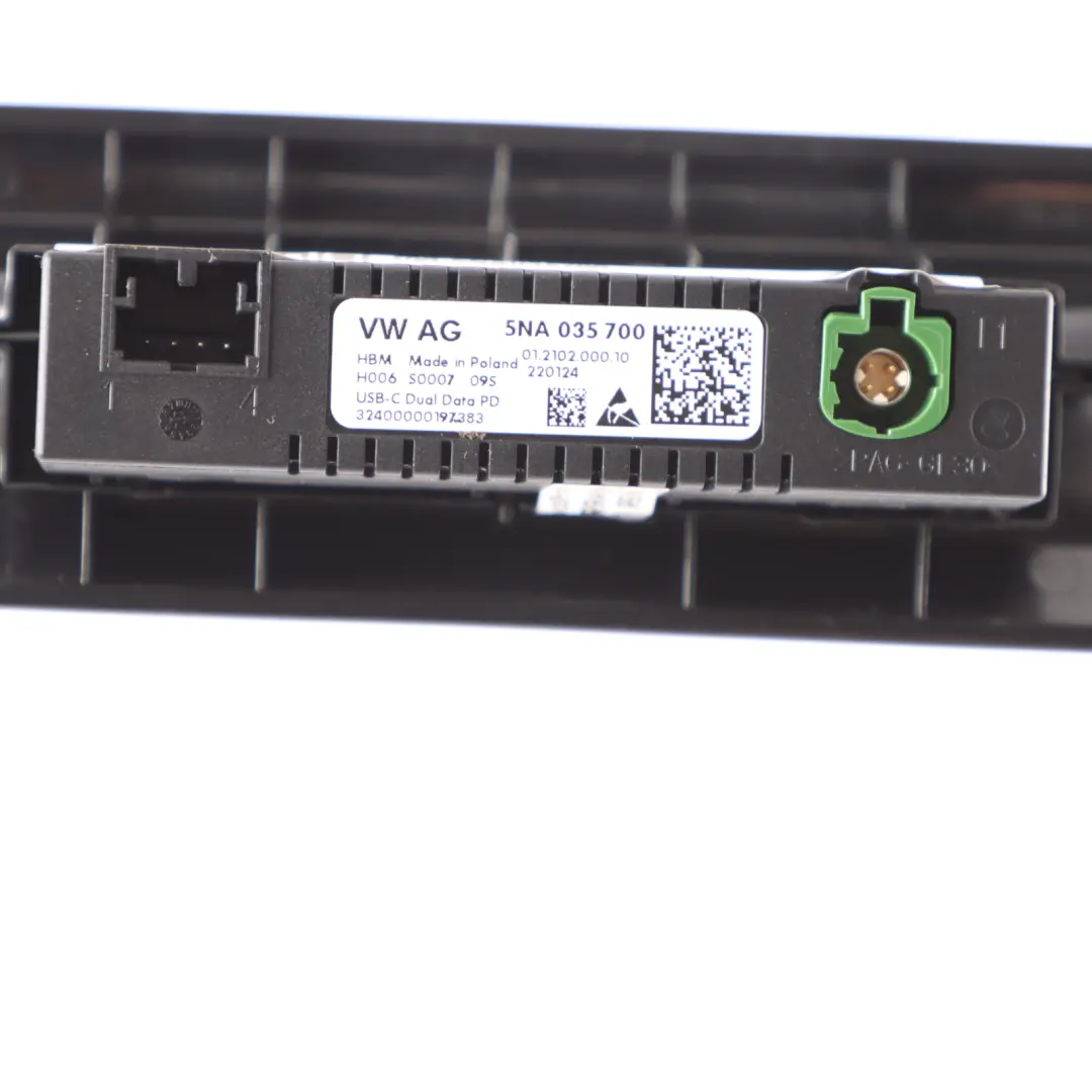 USB Port Type C Panel Socket Center Console Trim to Volkswagen Golf 8 CD1 with Part number 5NA035700 Volkswagen Golf 8 CD1 USB Port Type C Panel Socket Center Console Trim - SKU rhd-5NA035700 - Part number 5NA035700