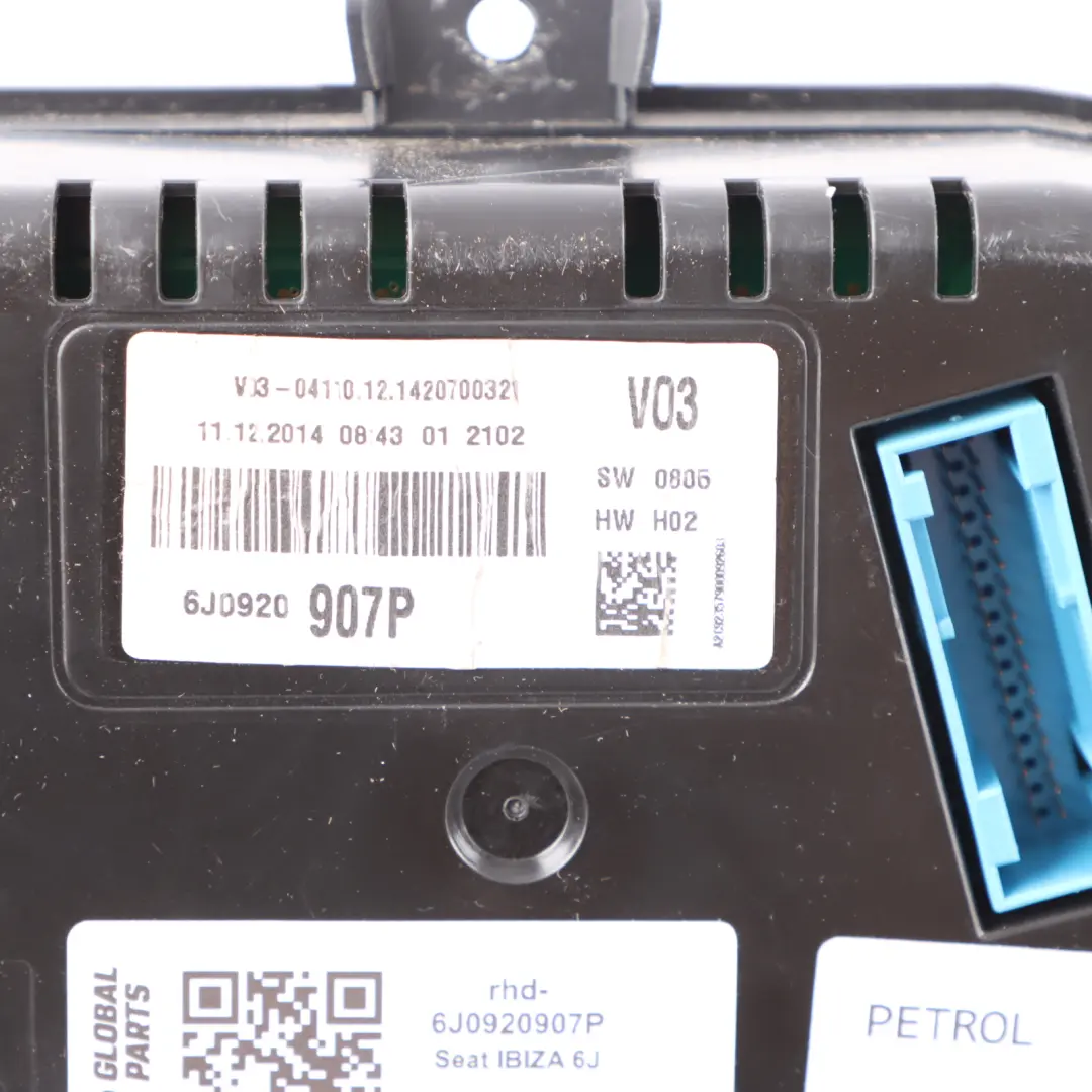 Seat Ibiza 6J Petrol Instrument Cluster Speedo Meter Manual - SKU rhd-6J0920907P - Part number 6J0920907P