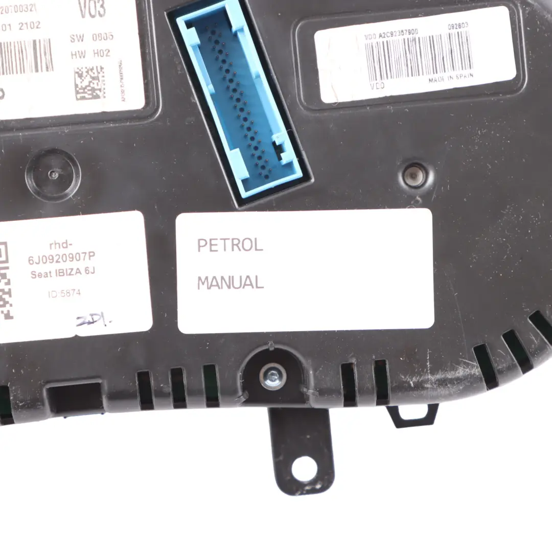 6J Petrol Instrument Cluster Speedo Meter Manual to Seat Ibiza with Part number 6J0920907P Seat Ibiza 6J Petrol Instrument Cluster Speedo Meter Manual - SKU rhd-6J0920907P - Part number 6J0920907P