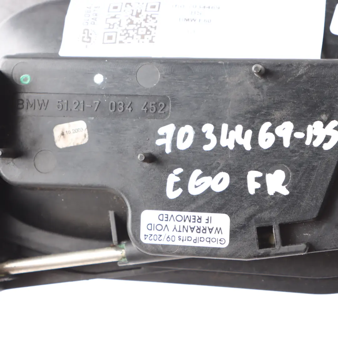 BMW 5 Series E60 E61 Complete Grab Door Handle Front Right O/S Black Sapphire - SKU rhd-7034469-BS - Part number 7034452