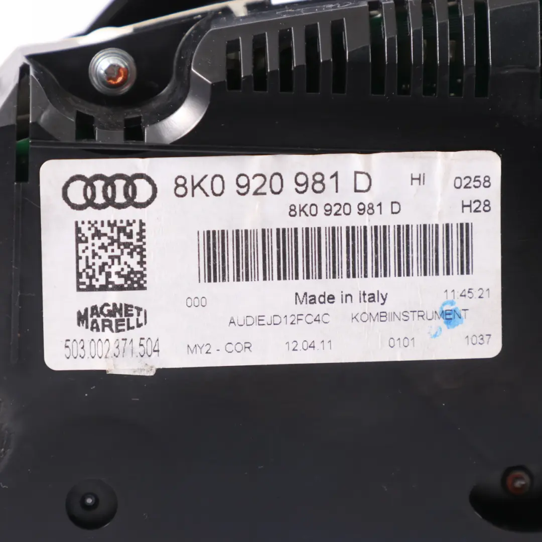 Audi A4 B8 2.0 TDI Diesel Insturment Cluster Clock Speed Meter Manual - SKU rhd-8K0920981D - Part number 8K0920981D