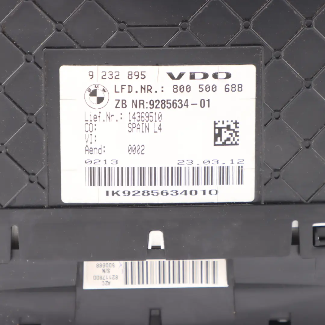 Instrument Cluster Speedo Clocks Meter Diesel Manual to BMW F30 F31 F32 with Part number 9285634 BMW F30 F31 F32 Instrument Cluster Speedo Clocks Meter Diesel Manual - SKU RHD-9285634-1 - Part number 9285634