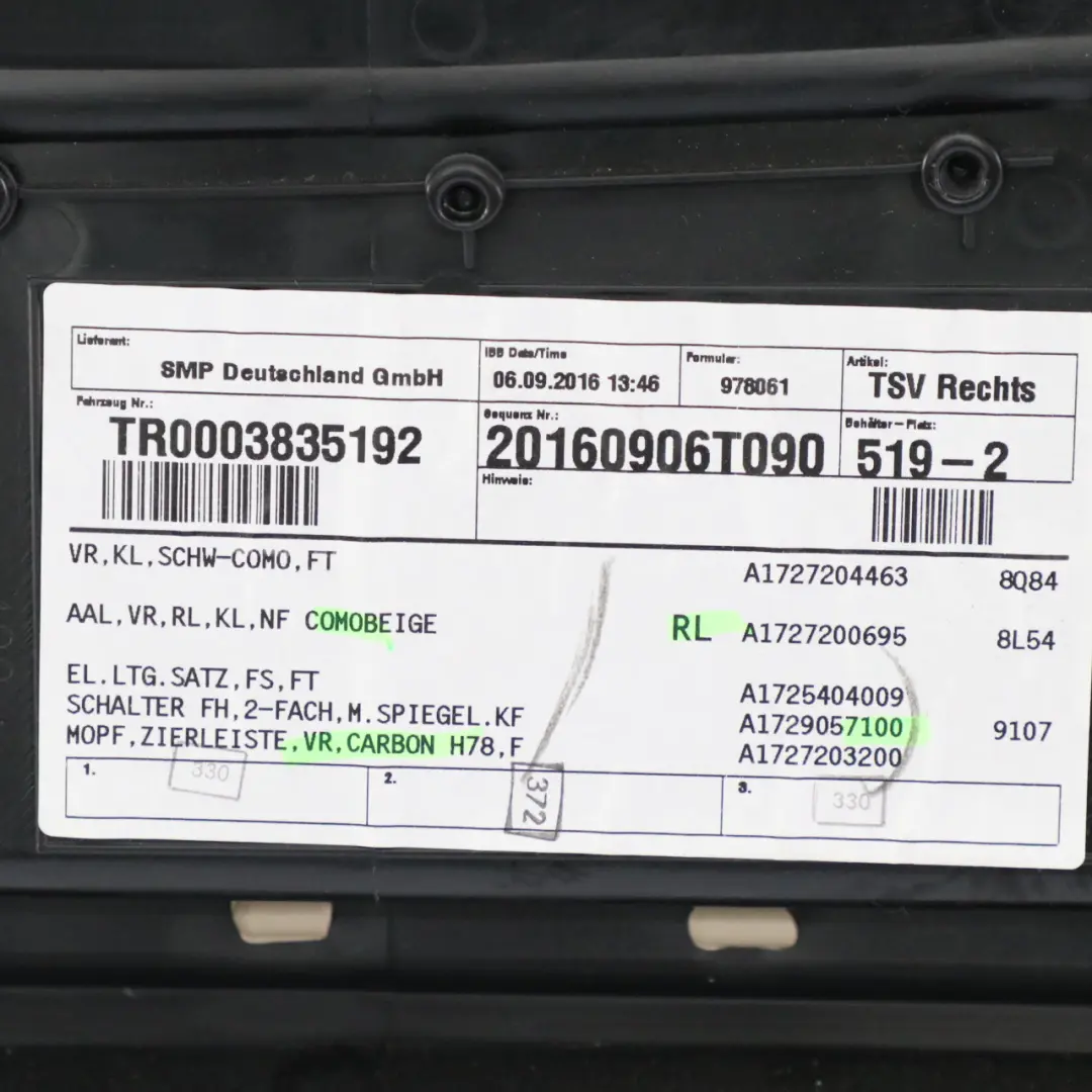 Mercedes R172 Door Card Panel Right O/S Leather Comobeige - SKU rhd-A1727209200 - Part number A1727209200