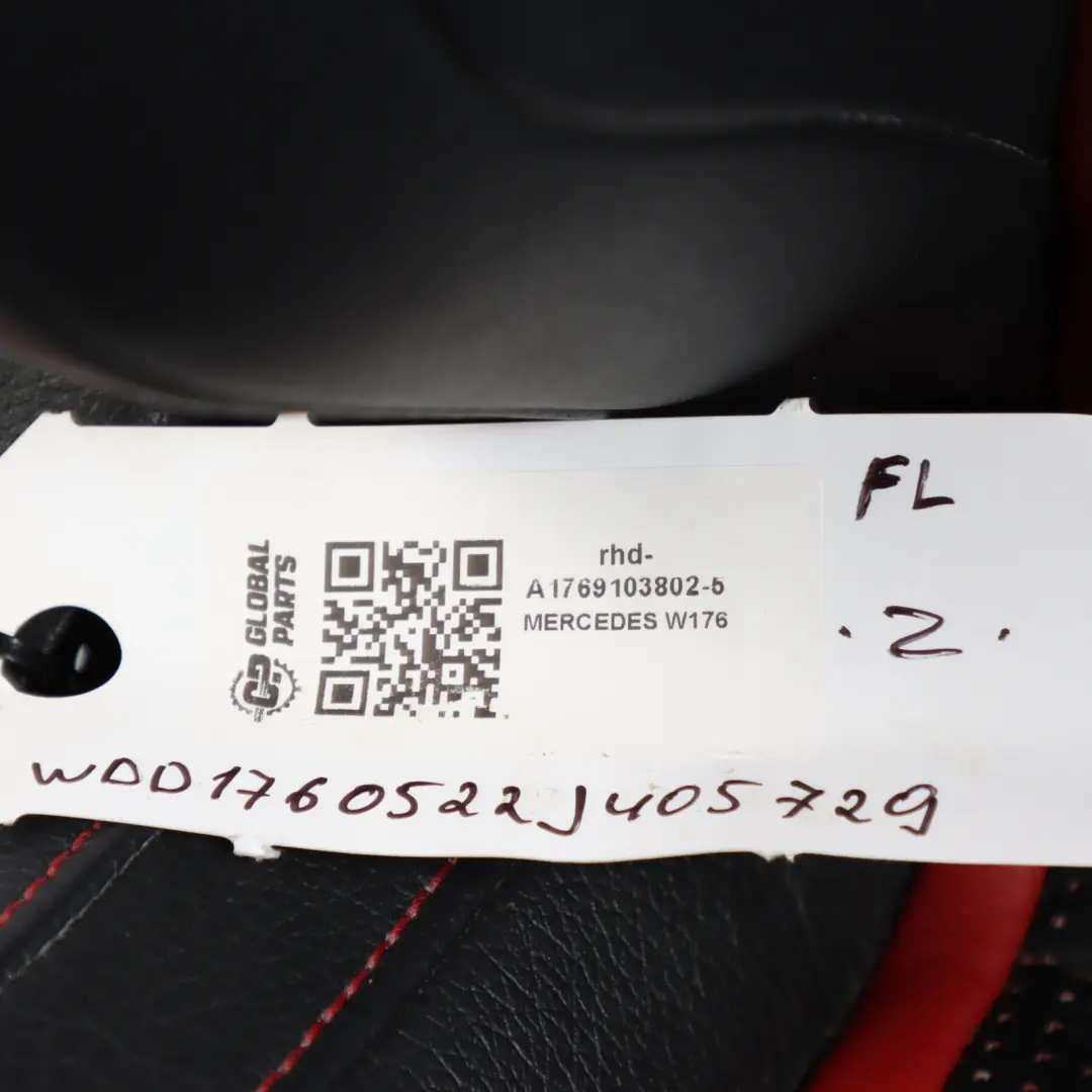  Front Seat Mercedes C117 W176 Left N/S AMG Leather Black Red Heated Memory - SKU rhd-A1769103802-5 - Part number A1769103802