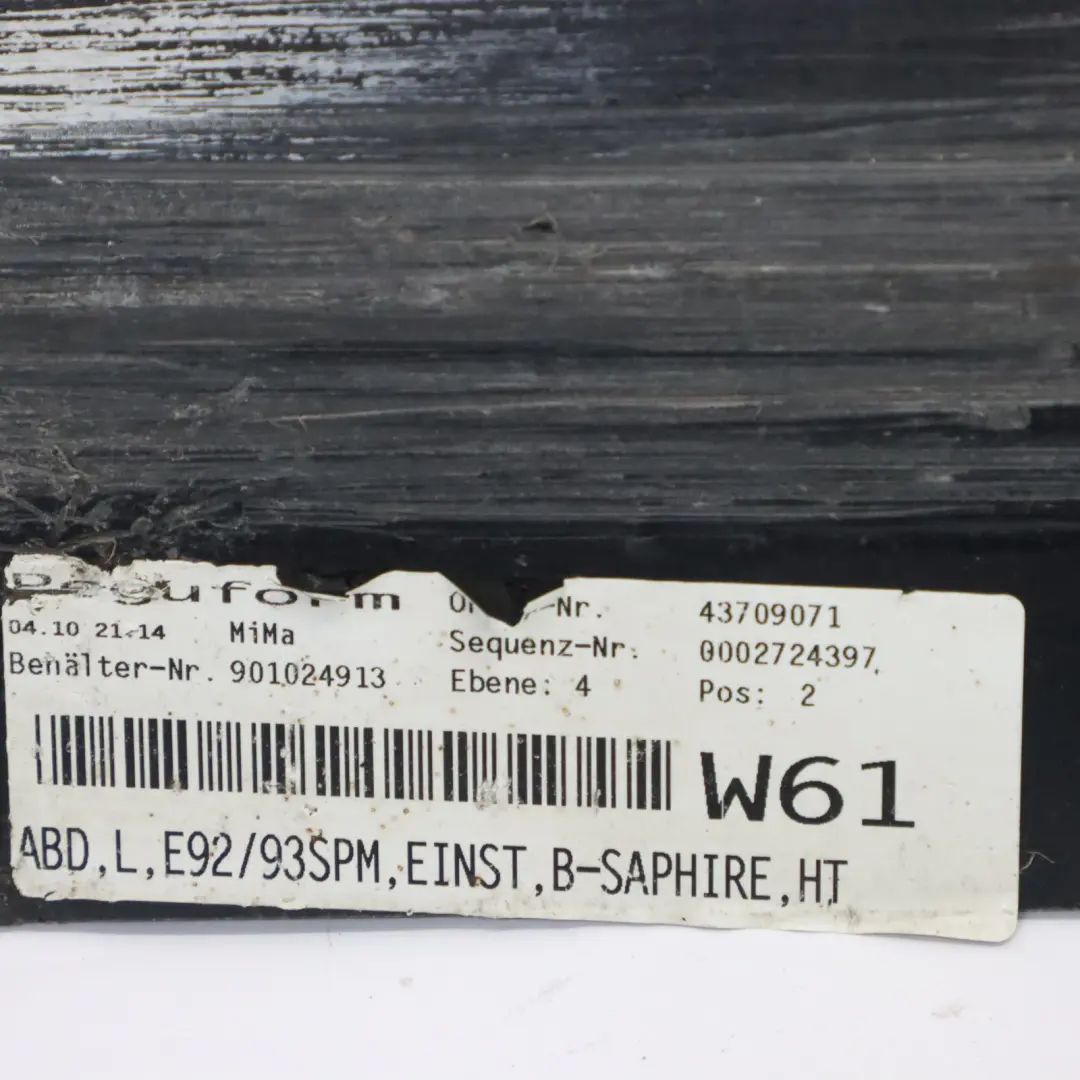 BMW E92 E93 Sill Strip Side Skirt Cover M Sport Left N/S Black Sapphire - 475 - SKU 0036123-BS1 - Part number 0036123