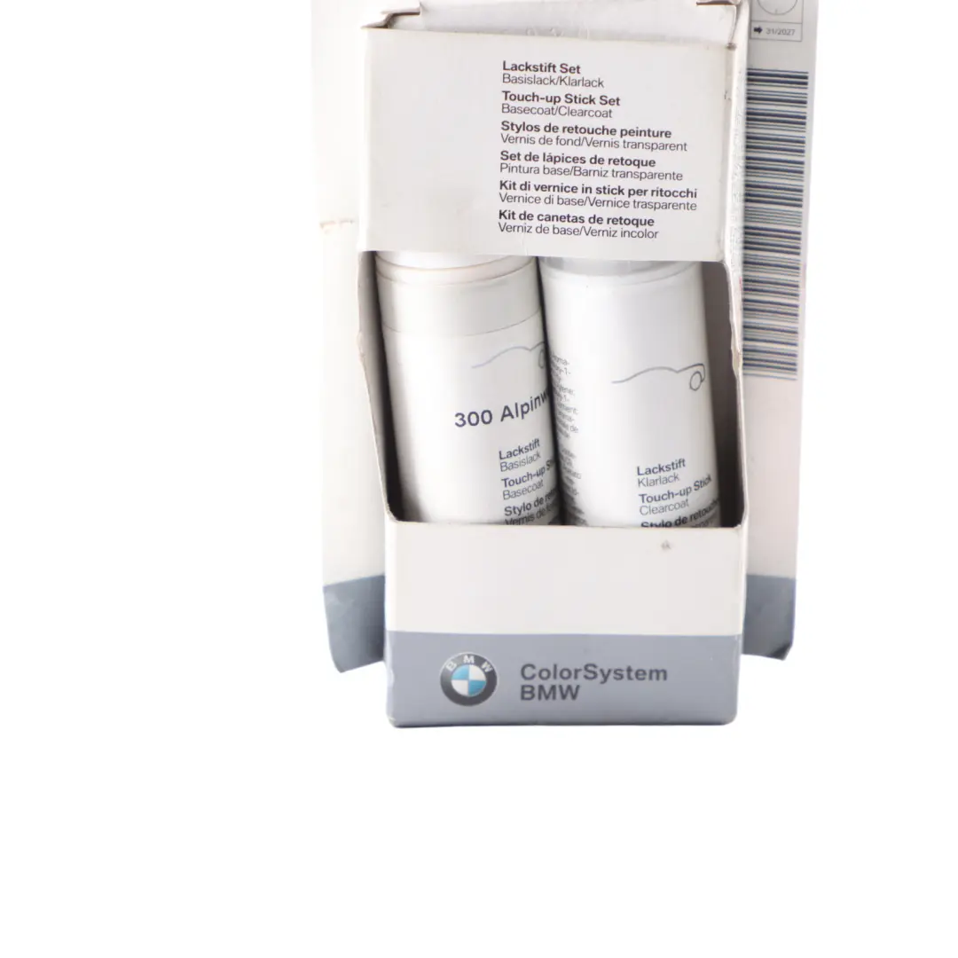 Color System BMW Touch Up Paint Stick Pen x2 12ml Alpine White 300 to with Part number 0301918 Color System BMW Touch Up Paint Stick Pen x2 12ml Alpine White 300 - SKU 0301918 - Part number 0301918