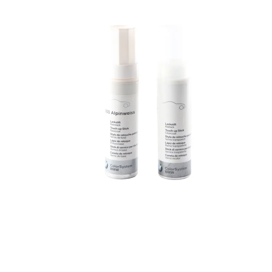 Color System BMW Touch Up Paint Stick Pen x2 12ml Alpine White 300 to with Part number 0301918 Color System BMW Touch Up Paint Stick Pen x2 12ml Alpine White 300 - SKU 0301918 - Part number 0301918