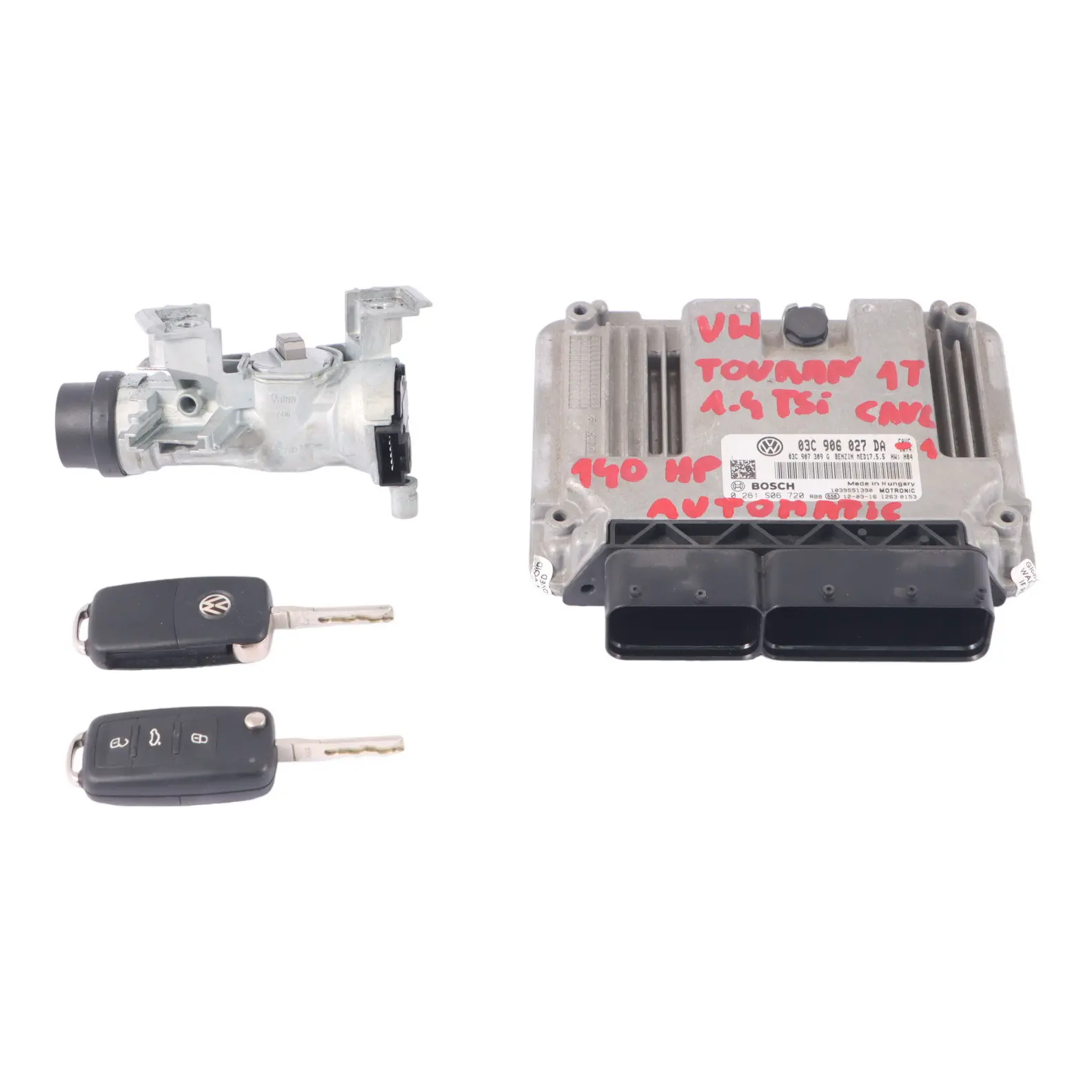 VW Volkswagen Touran 1T 1.4 TSI CAVC Engine ECU Kit Ignition 03C906027DA + Keys