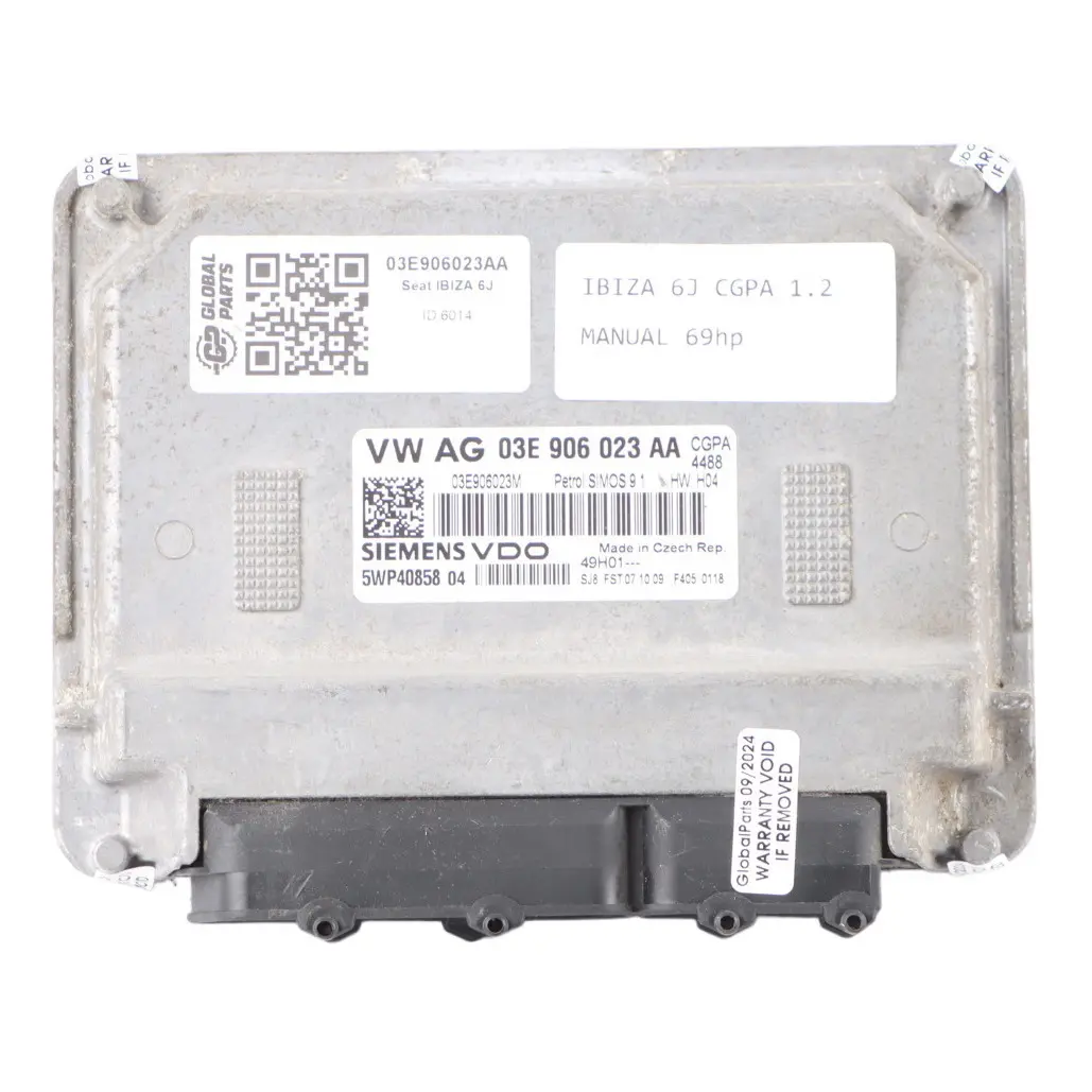 6J 1.2 CGPA 69HP Engine Control Unit Module ECU Manual to Seat Ibiza with Part number 03E906023AA Seat Ibiza 6J 1.2 CGPA 69HP Engine Control Unit Module ECU Manual - SKU 03E906023AA - Part number 03E906023AA
