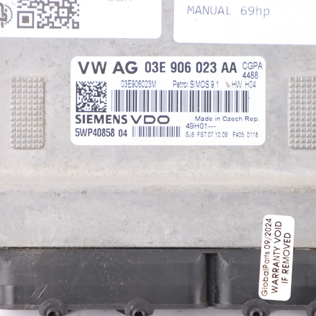 6J 1.2 CGPA 69HP Engine Control Unit Module ECU Manual to Seat Ibiza with Part number 03E906023AA Seat Ibiza 6J 1.2 CGPA 69HP Engine Control Unit Module ECU Manual - SKU 03E906023AA - Part number 03E906023AA