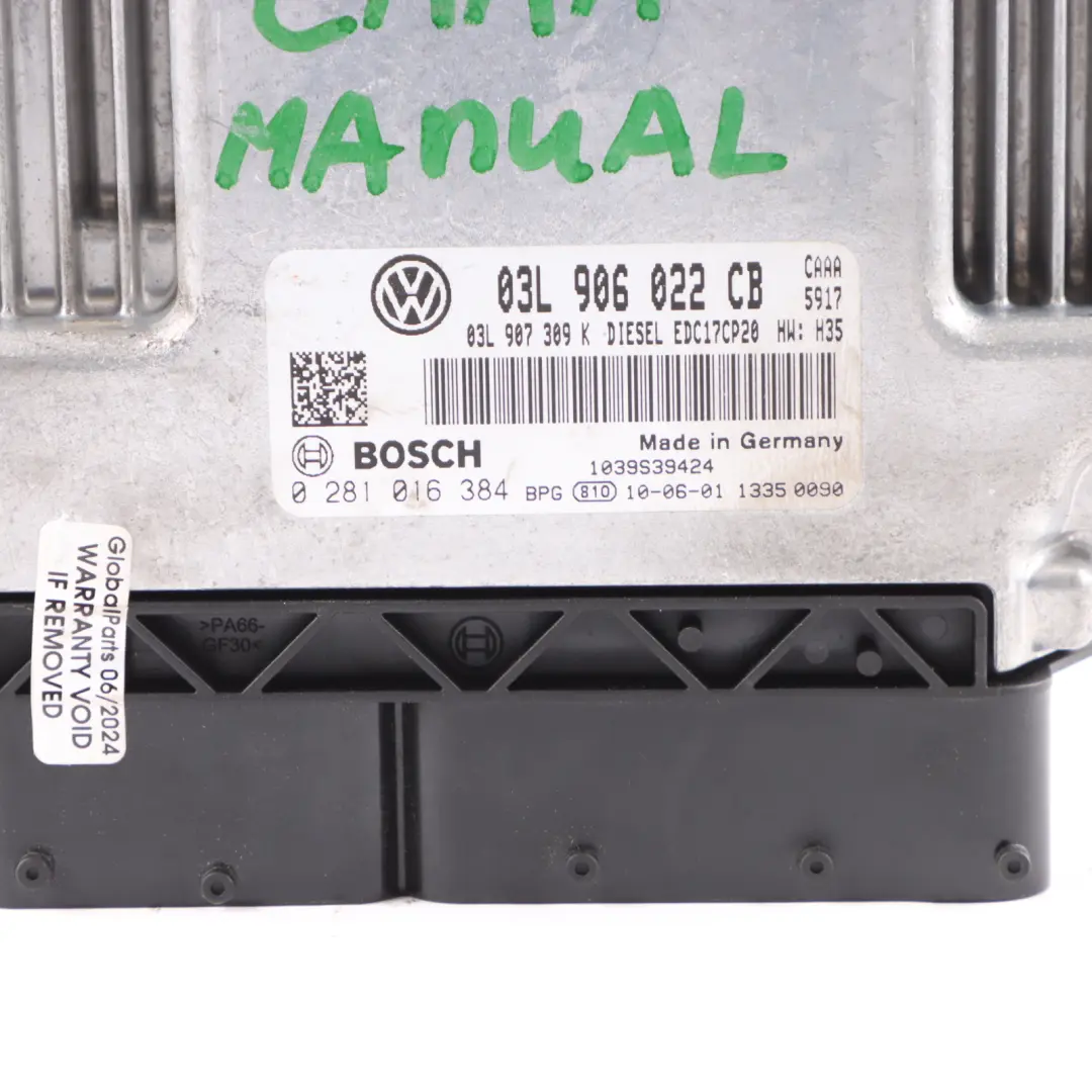 CAAA Engine ECU Kit BCM Lock + Key to VW Transporter T5 2.0 TDI Diesel with Part number 03L906022CB VW Transporter T5 2.0 TDI Diesel CAAA Engine ECU Kit BCM Lock + Key - SKU 03L906022CB - Part number 03L906022CB