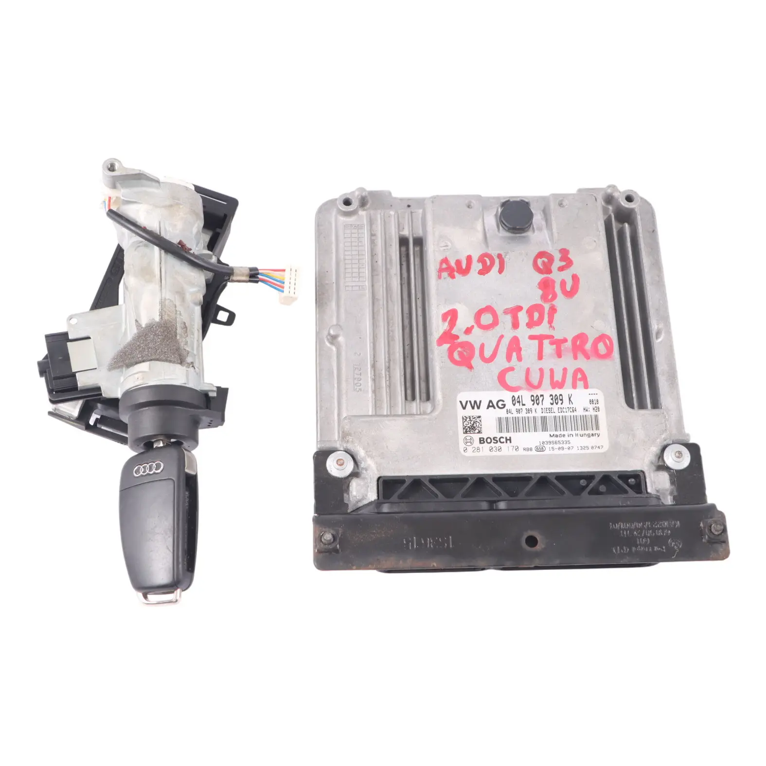 Audi Q3 8U 2.0 TDI Quattro Engine ECU Kit 04L907309K Ignition + Key