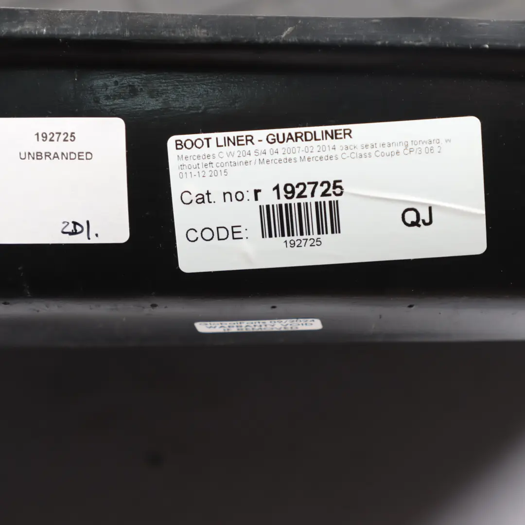 Mercedes C204 Coupe Boot Liner Mat Guardliner Trunk Floor Trim Panel - SKU 192725 - Part number 192725