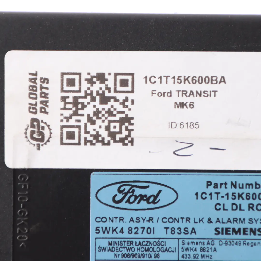 Mk6 Body Control Comfort Unit Module BCM Unit ECU to Ford Transit with Part number 1C1T15K600BA Ford Transit Mk6 Body Control Comfort Unit Module BCM Unit ECU - SKU 1C1T15K600BA - Part number 1C1T15K600BA