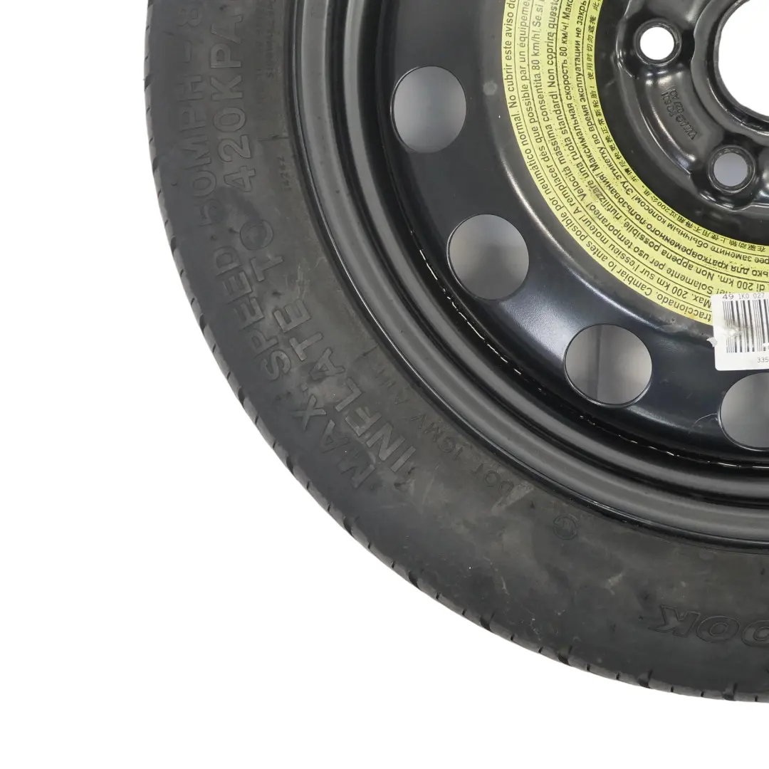 Spare Wheel Steel R16 Tyre Hankook 3.5J ET: 25.5 125/70 to VW Golf 7 with Part number 1K0601027AQ VW Golf 7 Spare Wheel Steel R16 Tyre Hankook 3.5J ET: 25.5 125/70 - SKU 1K0601027AQ - Part number 1K0601027AQ