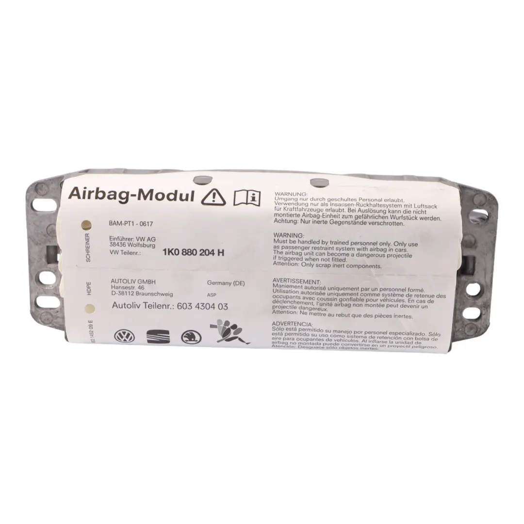 1K Tableau de Bord Module d'Air Côté Passager pour Volkswagen VW Golf à propos du numéro de pièce 1K0880204H Volkswagen VW Golf 1K Tableau de Bord Module d'Air Côté Passager - SKU 1K0880204H - Numéro de pièce 1K0880204H