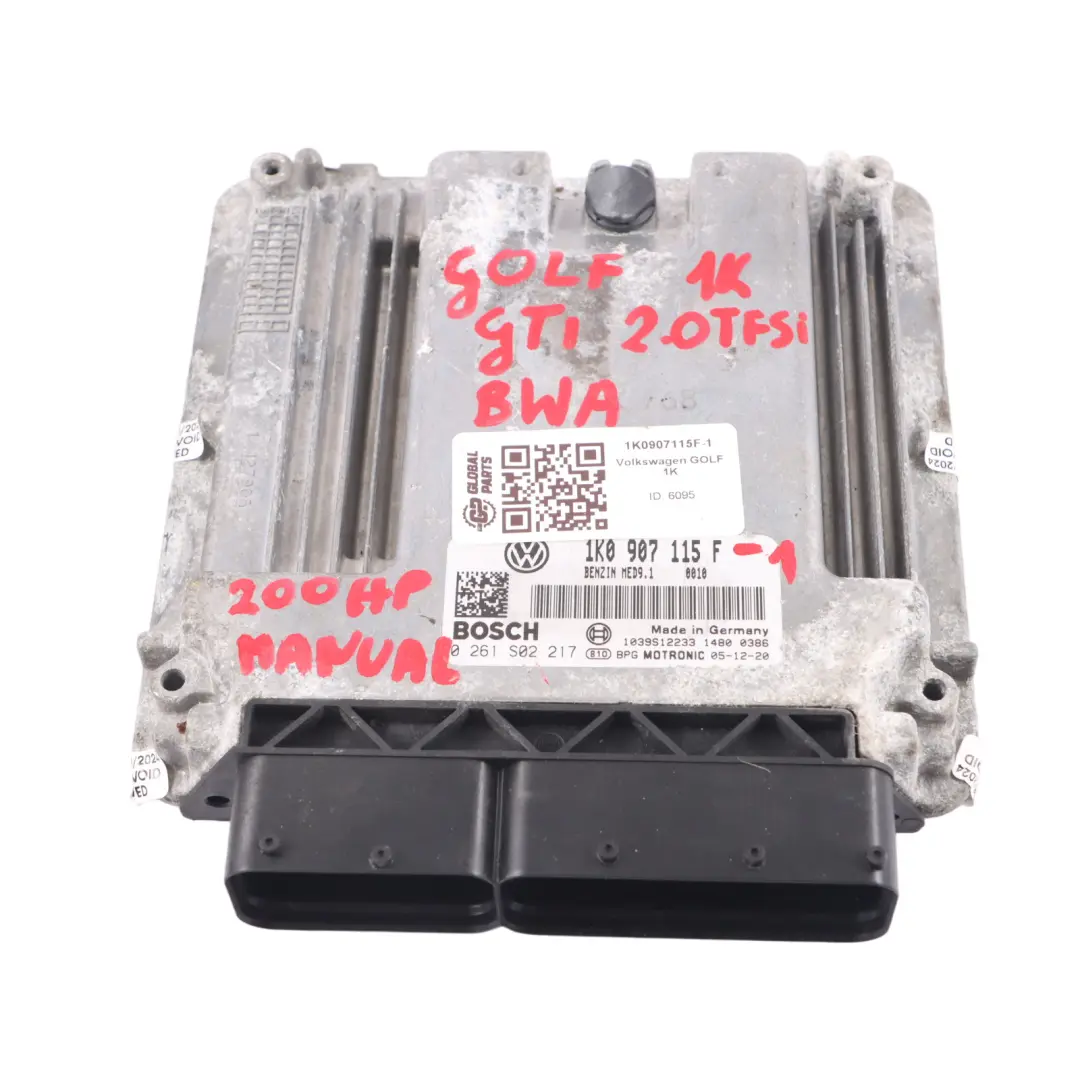Volkswagen Golf 5 GTI 1K 2.0 TFSI 200HP Engine Ecu Kit Key Ignition - SKU 1K0907115F-1 - Part number 1K0907115F
