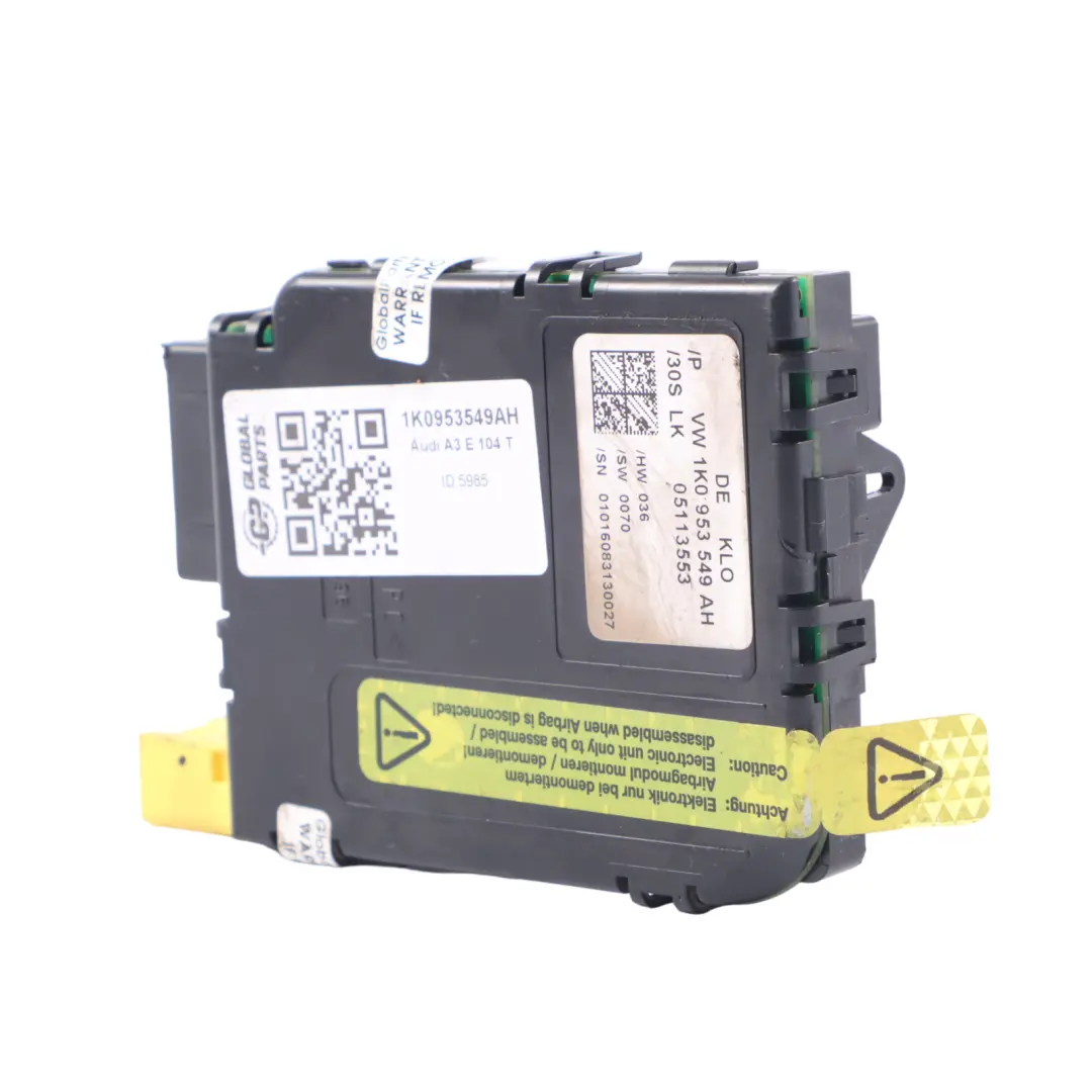 Unité de Contrôle Module Electronique du Volant pour Audi A3 E 104 T à propos du numéro de pièce 1K0953549AH Audi A3 E 104 T Unité de Contrôle Module Electronique du Volant - SKU 1K0953549AH - Numéro de pièce 1K0953549AH
