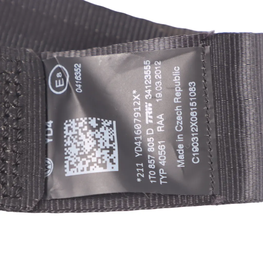 Belt Rear Left N/S Safety Belt to Volkswagen Touran 1T Seat with Part number 1T0857805D Volkswagen Touran 1T Seat Belt Rear Left N/S Safety Belt - SKU 1T0857805D - Part number 1T0857805D