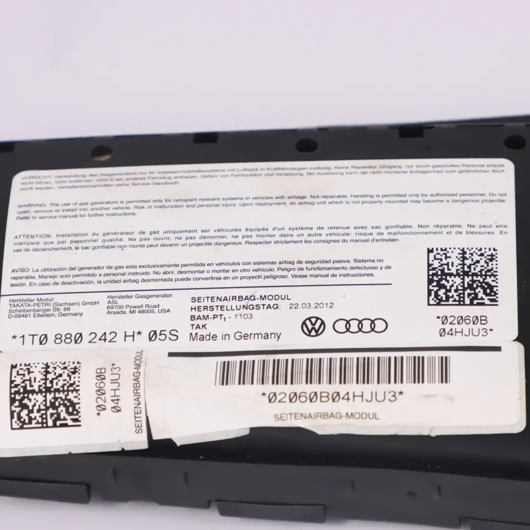 Module d'air de siège avant droit pour Volkswagen Touran 1T à propos du numéro de pièce 1T0880242H Volkswagen Touran 1T Module d'air de siège avant droit - SKU 1T0880242H - Numéro de pièce 1T0880242H