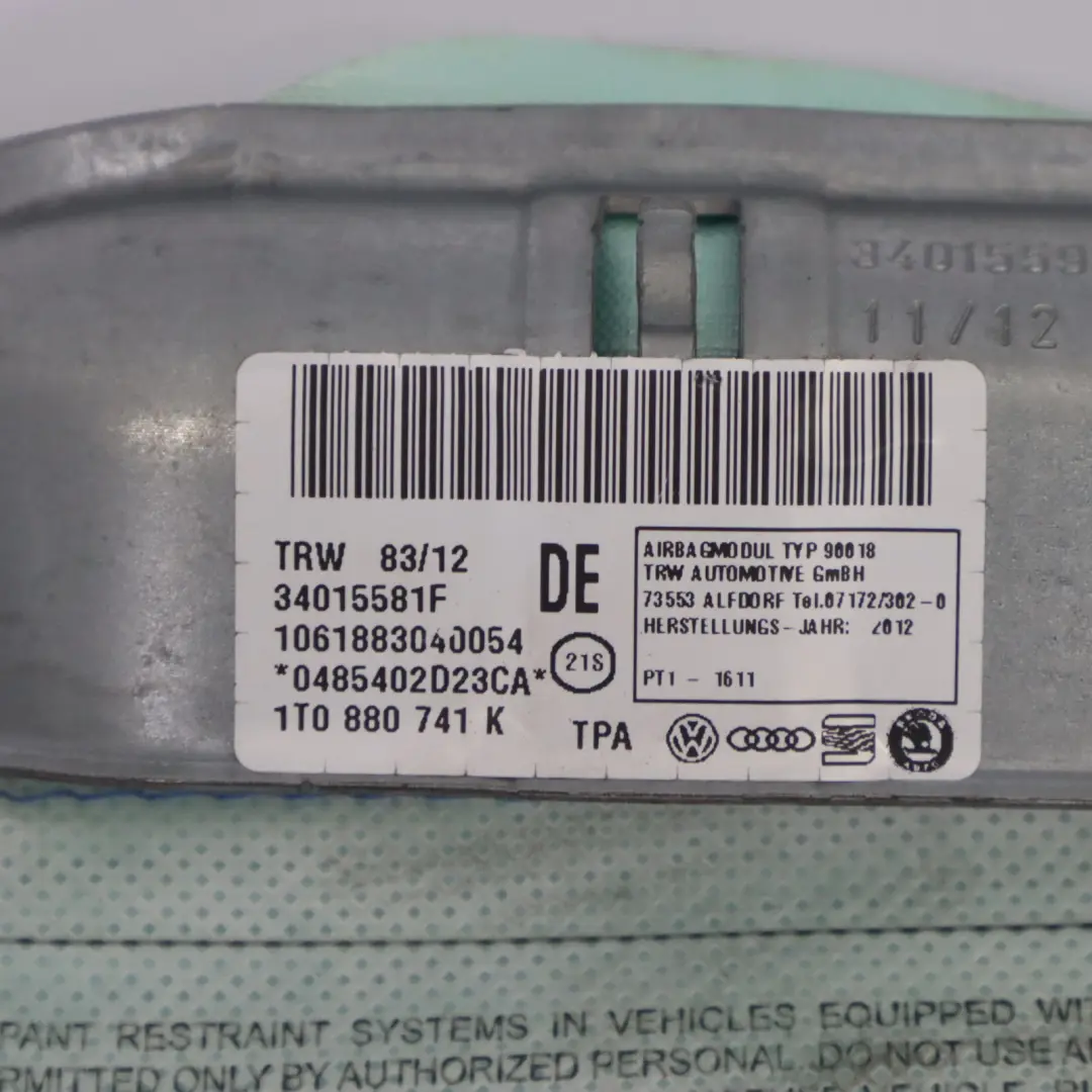 Volkswagen Touran 1T Kurtyna Powietrzna Airbag Lewy - SKU 1T0880741M - Numer Części 1T0880741M