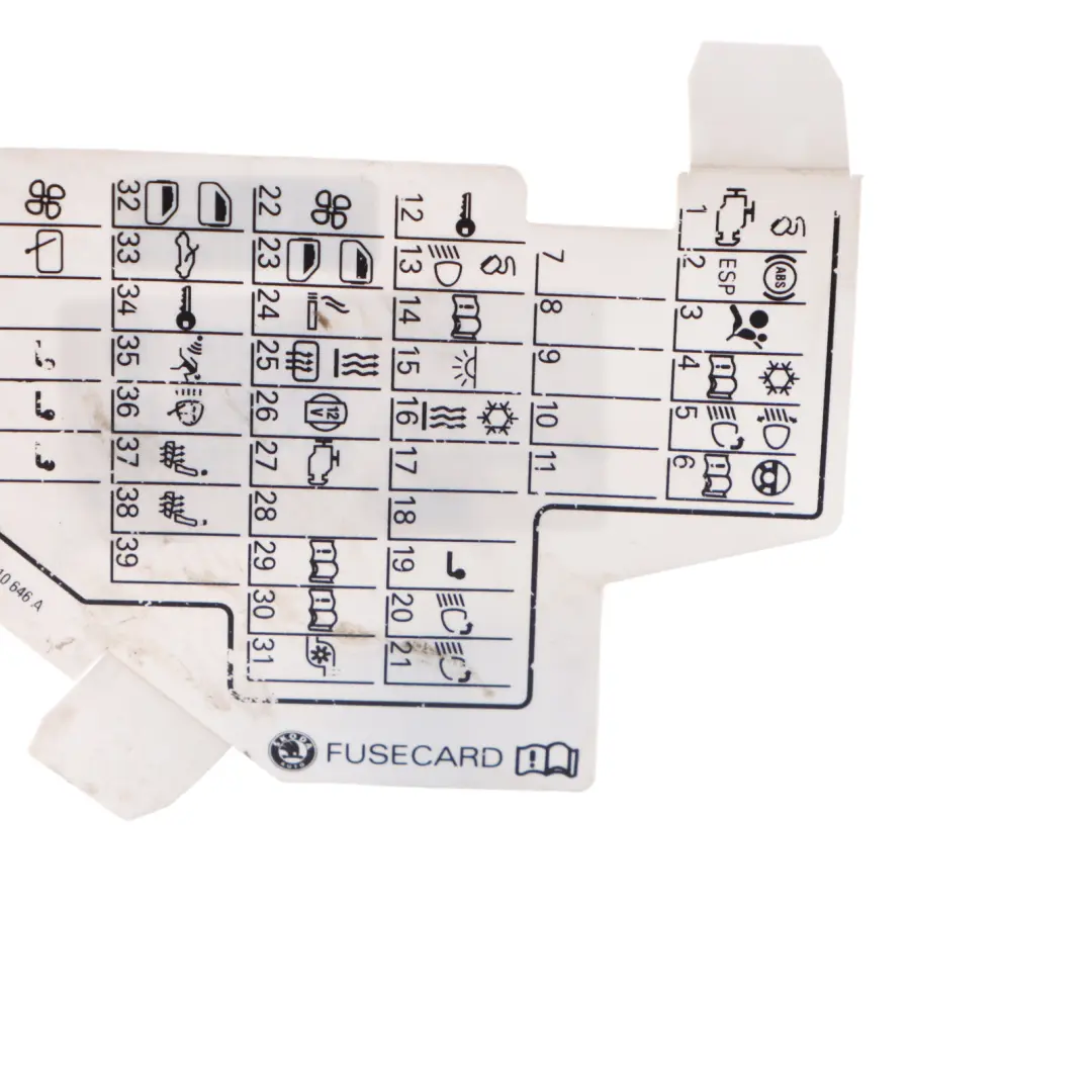Map Fuse Box Grouping Diagram to Skoda Octavia II with Part number 1Z0010646A Skoda Octavia II Map Fuse Box Grouping Diagram - SKU 1Z0010646A - Part number 1Z0010646A