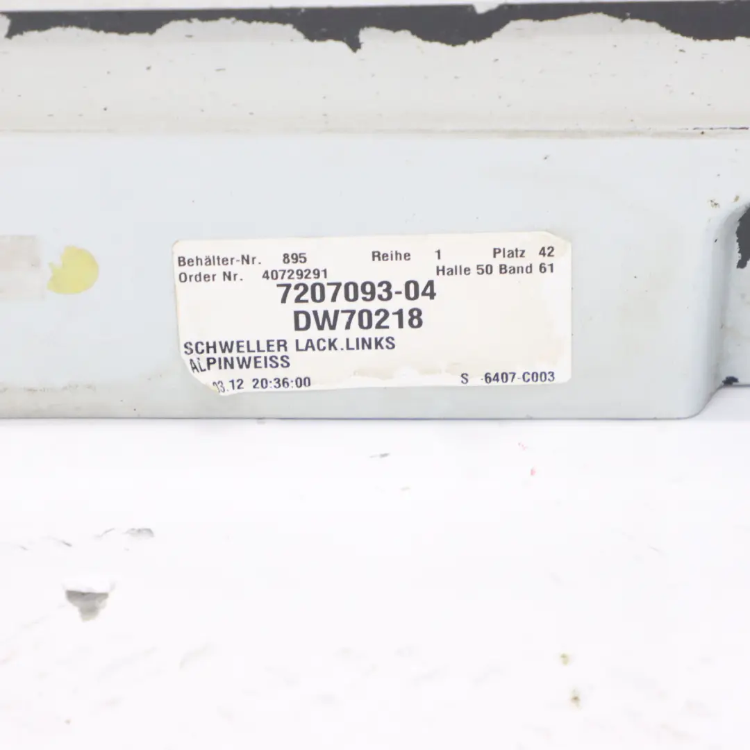 Panneau Latérale de Seuil Gauche Alpinweiss 3 - 300 pour BMW F10 F11 à propos du numéro de pièce 2209827 BMW F10 F11 Panneau Latérale de Seuil Gauche Alpinweiss 3 - 300 - SKU 2209827-AW2 - Numéro de pièce 2209827