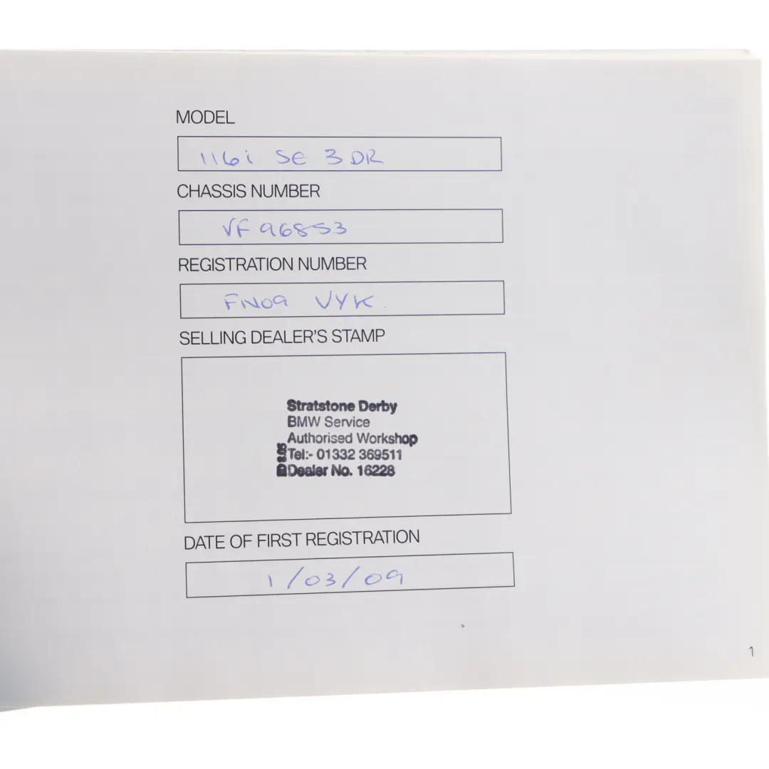  Owner's Handbook BMW E81 E87 LCI Booklet Book Case Wallet Pouch Slipcase - SKU 2600812-4 - Part number 2600812