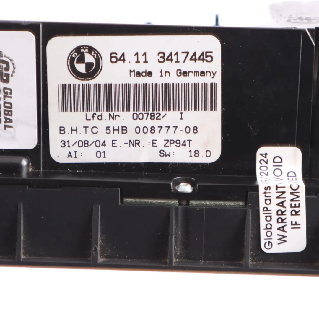Klimaautomatik Klimabedienteil Schwarz für BMW X3 E83 mit Teilenummer 3417544 BMW X3 E83 Klimaautomatik Klimabedienteil Schwarz - SKU 3417445 - Teilenummer 3417544