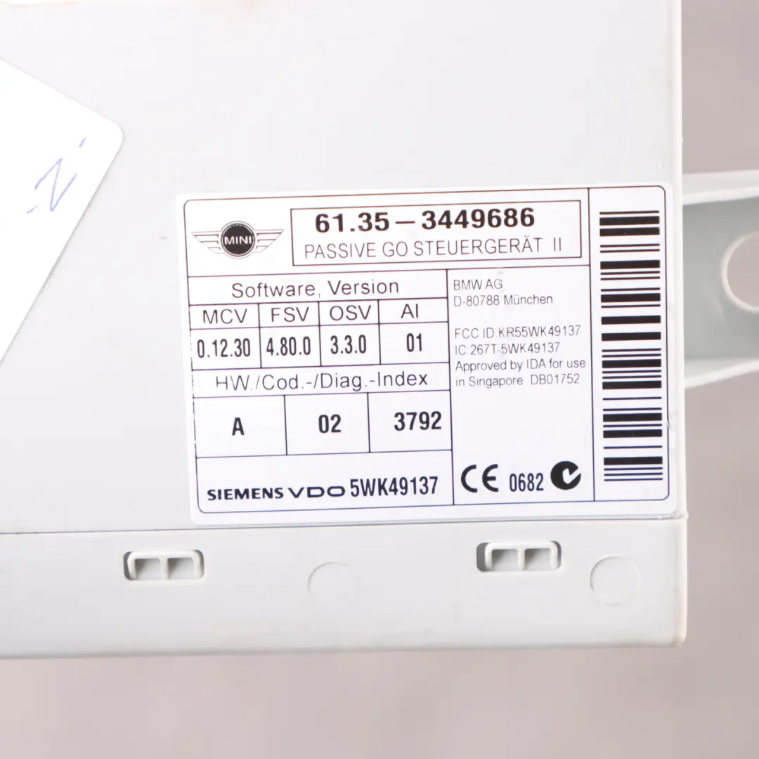 Mini Cooper R55 R56 R57 Passive Go Module Control Unit - SKU 3449686 - Part number 3449686