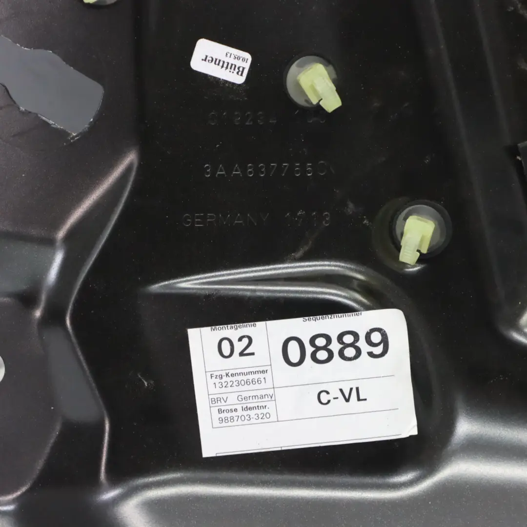 Volkswagen Passat B7 Podnośnik Regulator Szyby Lewy Przód 3AA837462C - SKU 3AA837461C - Numer Części 3AA837461C