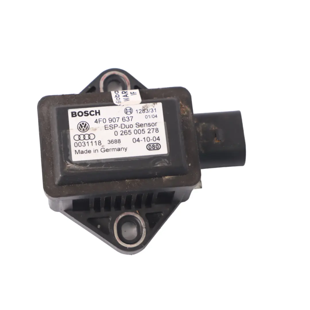 Electronic Yaw Rate Sensor Module to Audi A4 B7 with Part number 4F0907637 Audi A4 B7 Electronic Yaw Rate Sensor Module - SKU 4F0907637 - Part number 4F0907637