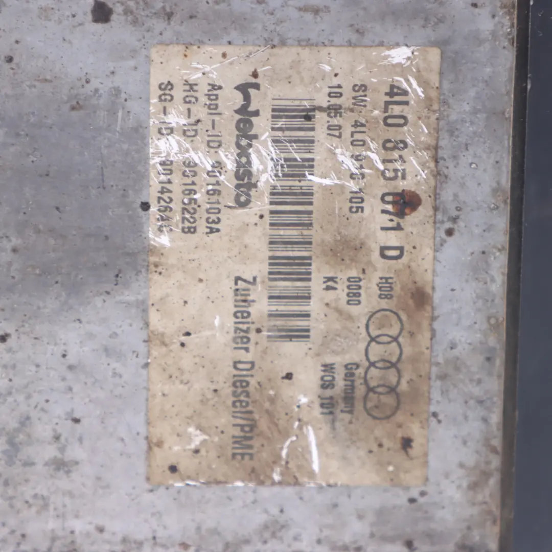 Webasto Pompe de chauffage auxiliaire de l'eau pour Audi Q7 4L à propos du numéro de pièce 4L0815071 Audi Q7 4L Webasto Pompe de chauffage auxiliaire de l'eau - SKU 4L0815071 - Numéro de pièce 4L0815071