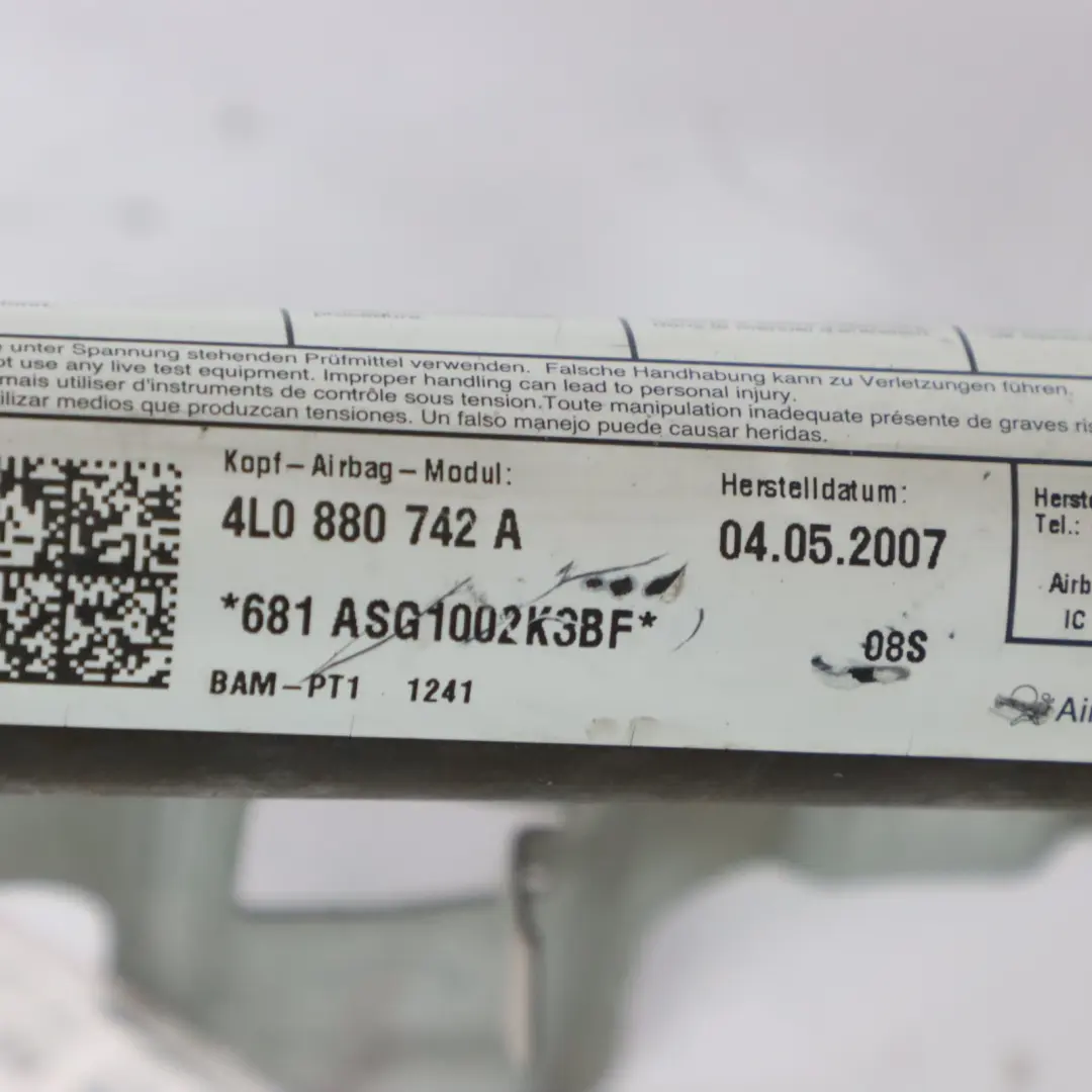Audi Q7 4L Roof Curtain Air Module Right O/S Unit Control - SKU 4L0880742A - Part number 4L0880742A