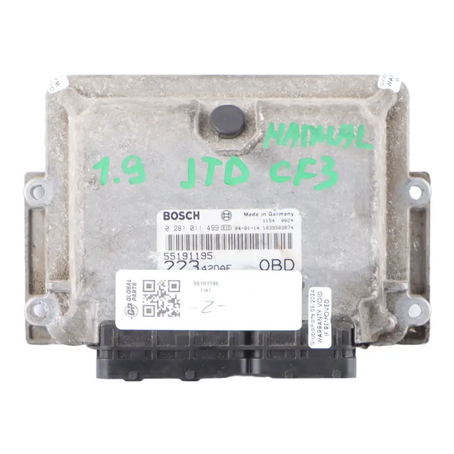 CF3 105HP Engine Unit ECU Manual Gearbox to Fiat Doblo 1.9 JTD with Part number 55191195 Fiat Doblo 1.9 JTD CF3 105HP Engine Unit ECU Manual Gearbox - SKU 55191195 - Part number 55191195