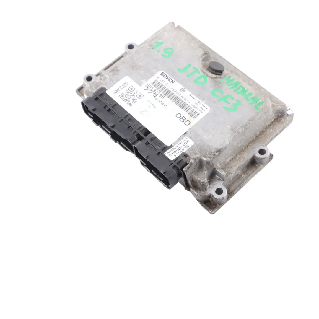 Fiat Doblo 1.9 JTD CF3 105HP Engine Unit ECU Manual Gearbox - SKU 55191195 - Part number 55191195