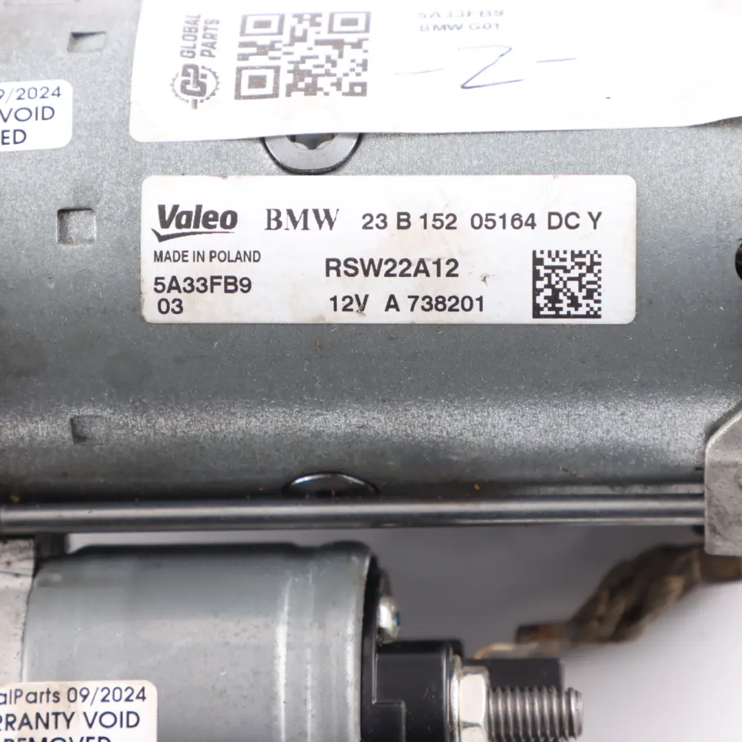 Starter Motor BMW X3 G01 G20 G21 G30 G31 B47 Diesel Engine Valeo to with Part number 5A33FB9 Starter Motor BMW X3 G01 G20 G21 G30 G31 B47 Diesel Engine Valeo - SKU 5A33FB9 - Part number 5A33FB9