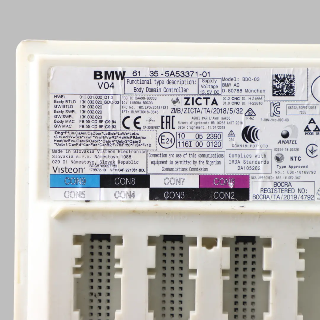 FEM Body Module Control Unit ECU BDC-03 to BMW G20 BCM with Part number 5A53371 BMW G20 BCM FEM Body Module Control Unit ECU BDC-03 - SKU 5A53371 - Part number 5A53371
