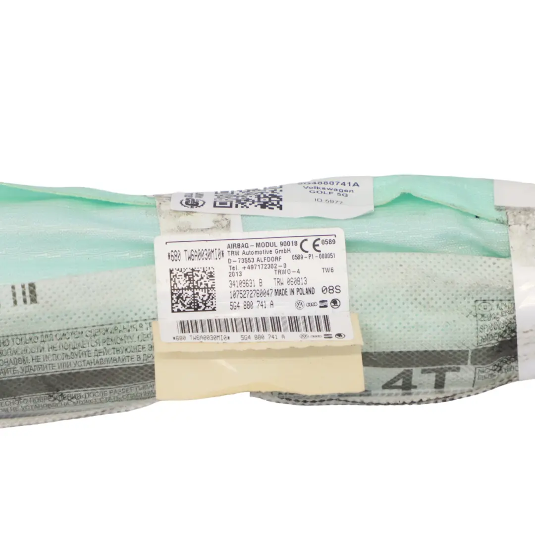 VW Volkswagen Golf 7 Module d'air de tête gauche Rideau de toit - SKU 5G4880741A - Numéro de pièce 5G4880741A