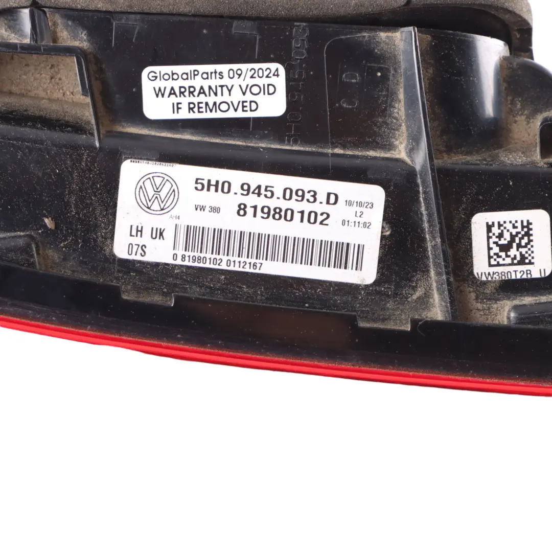Trunk Boot Left N/S Tailgate Lamp Light LED to Volkswagen Golf CD1 Rear with Part number 5H0945093D Volkswagen Golf CD1 Rear Trunk Boot Left N/S Tailgate Lamp Light LED - SKU 5H0945093D - Part number 5H0945093D