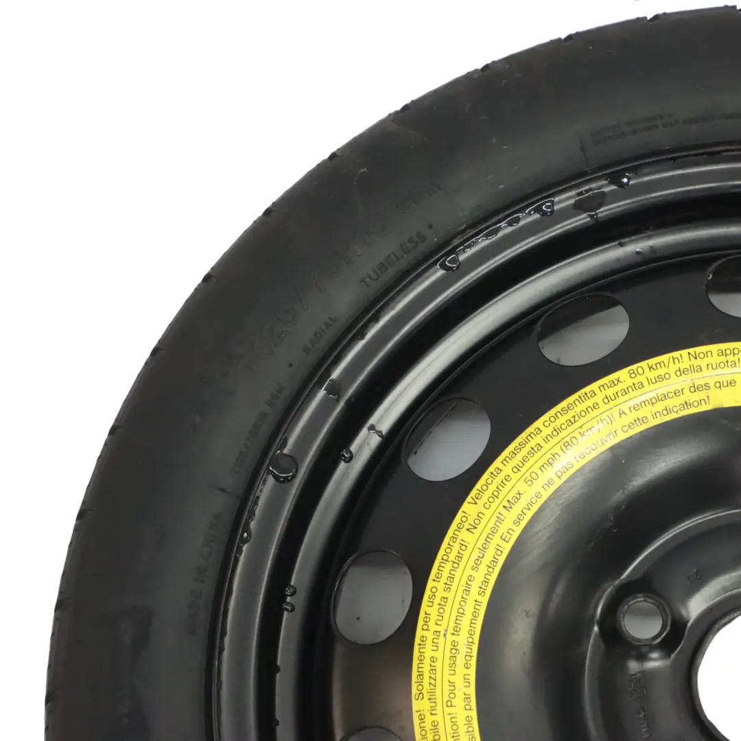 Mk5 1K Stahl Ersatzrad R16 Reifen 125/70 für Volkswagen Golf mit Teilenummer 5K0601011AB Volkswagen Golf Mk5 1K Stahl Ersatzrad R16 Reifen 125/70 - SKU 5K0601011AB - Teilenummer 5K0601011AB