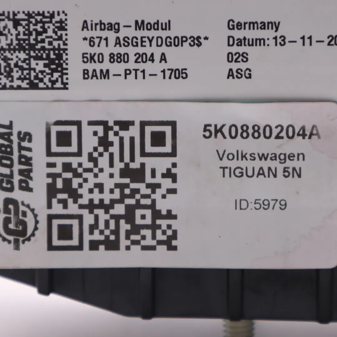 Volkswagen Sharan 7N Unidad módulo de aire salpicadero lado pasajero - SKU 5K0880204A - Número de pieza 5K0880204A