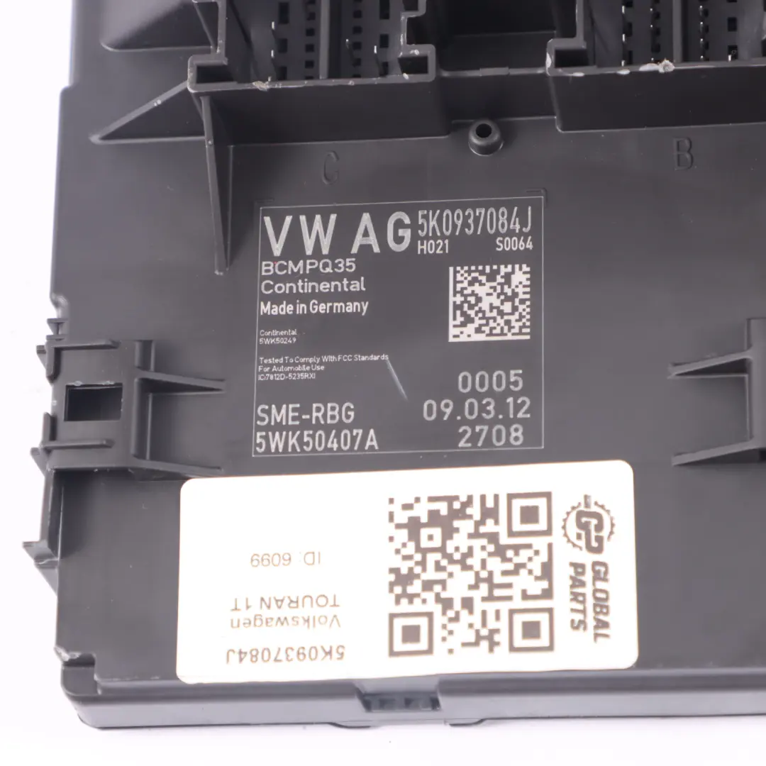 Volkswagen Sharan 7N Fuse Box Module Comfort BCM Control Unit ECU - SKU 5K0937084J - Part number 5K0937084J